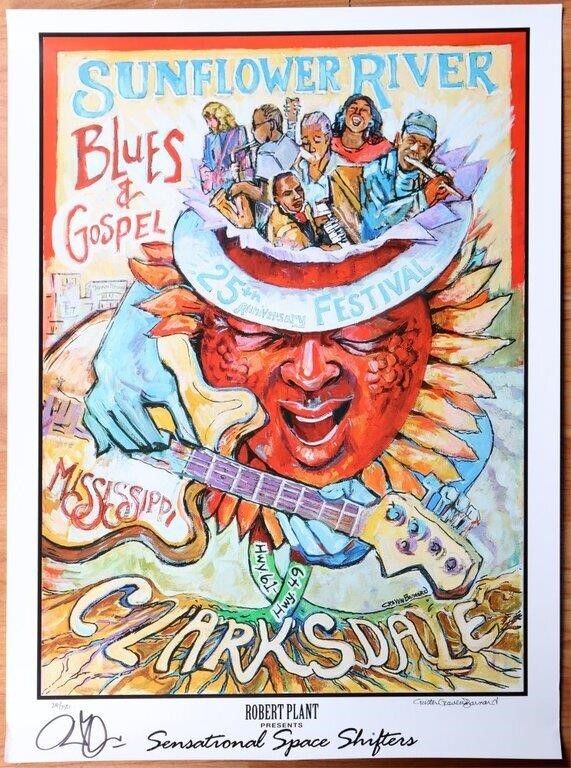 Lot 232395: ROBERT PLANT SIGNED FESTIVAL CONCERT POSTER 26/50