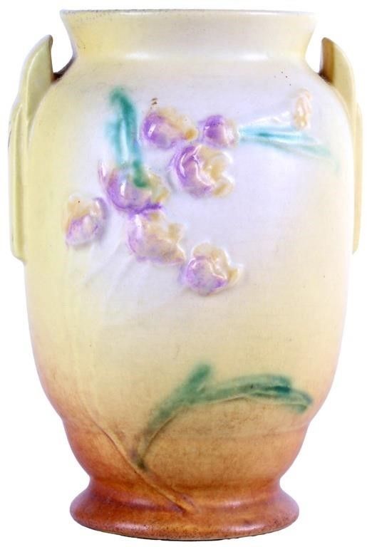 Lot 232400: VINTAGE ROSEVILLE POTTERY YELLOW IXIA ROSE 853-6"