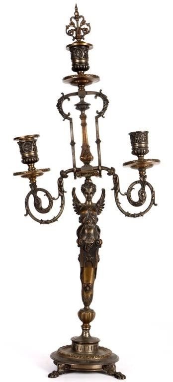 Lot 232405: ANTIQUE BRONZE ART DECO CANDELABRA
