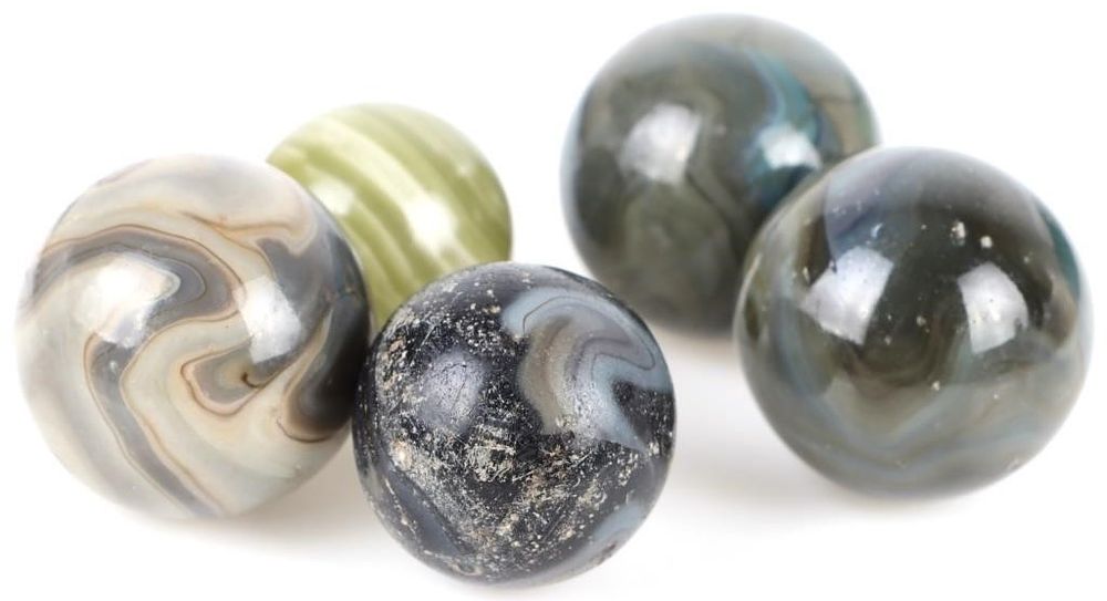 Lot 232425: HANDMADE AGATE STONE MARBLES 1.0-0.8" - (5)