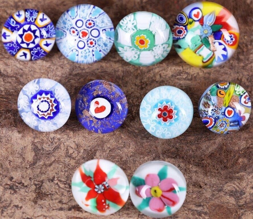 Lot 232427: JOHN GOODERHAM ART GLASS MILLEFIORI BUTTONS (10)