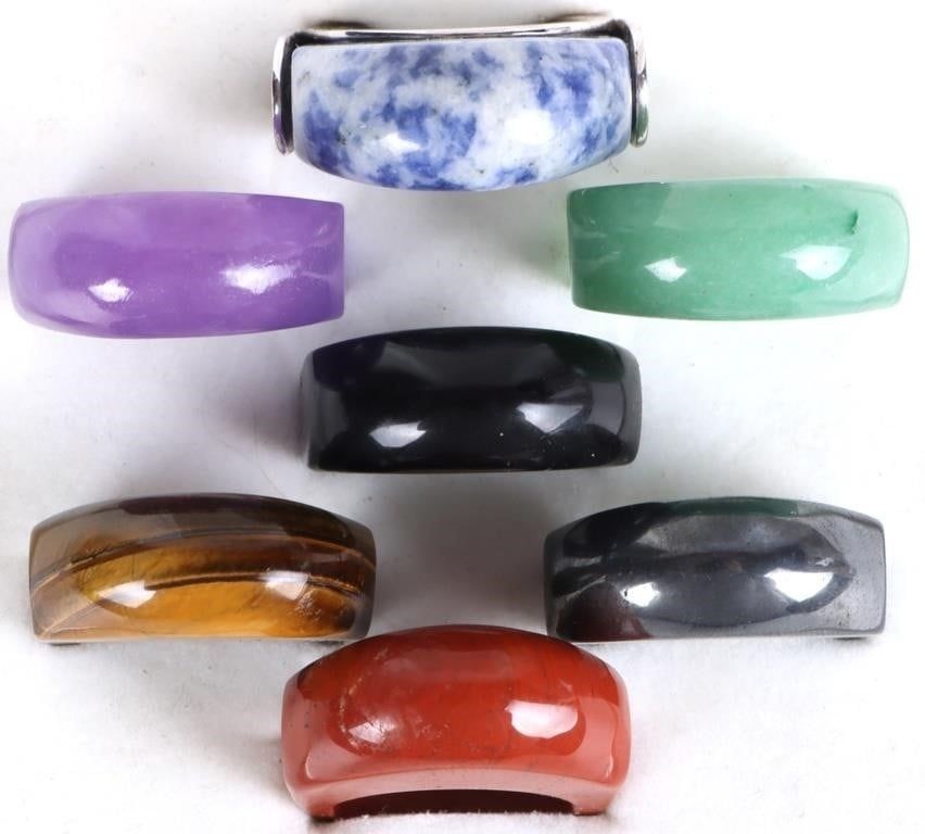 Lot 233004: STERLING SILVER 7 INTERCHANGEABLE GEM RING SET