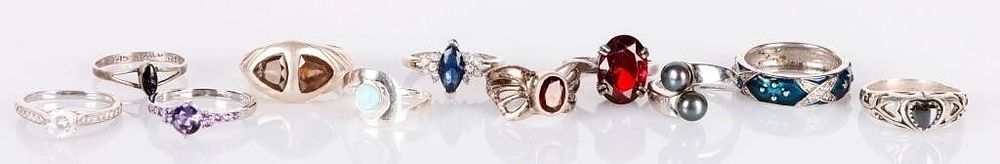 Lot 233006: STERLING SILVER LADIES RINGS TAHITIAN PEARLS (11)