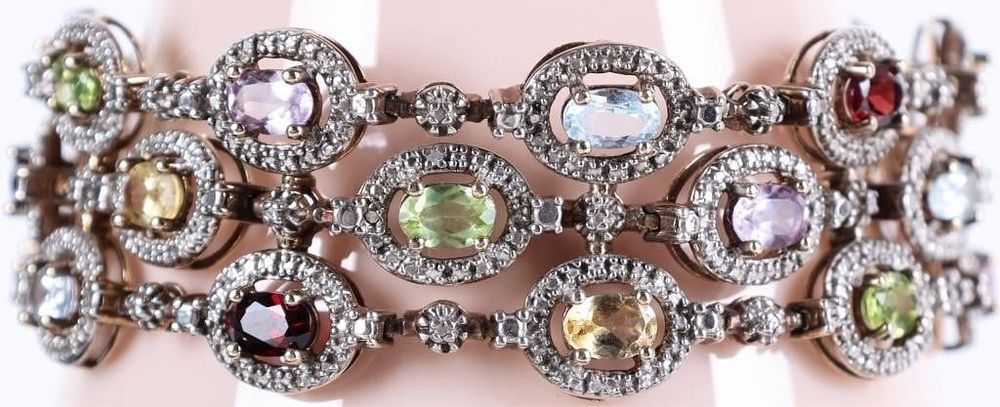 Lot 233007: VINTAGE ROSS SIMONS STERLING GEMSTONE BRACELET