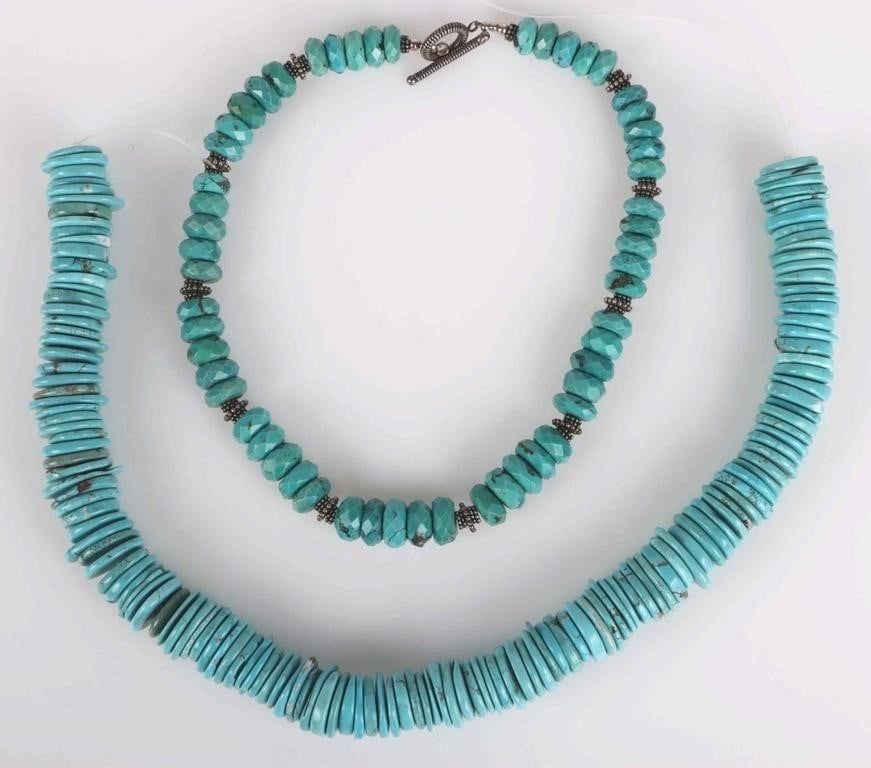 Lot 233025: CARVED DISK BEADED TURQUOISE LADIES NECKLACES