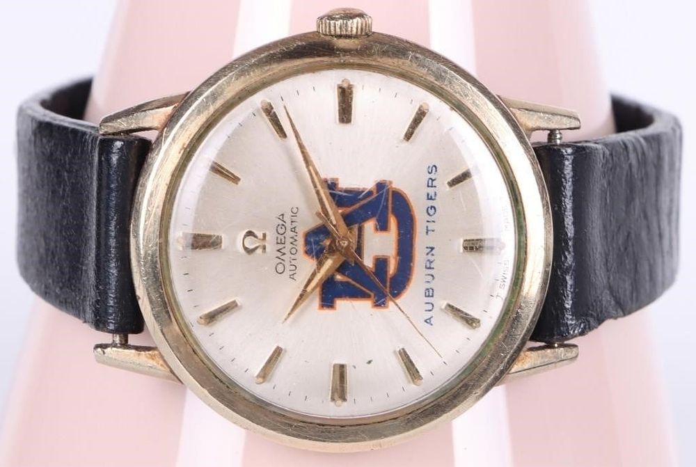 Lot 233033: 10K GOLD FILLED OMEGA WATCH AUBURN TIGERS FACE