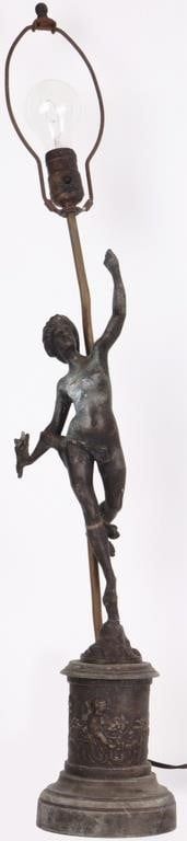 Lot 233045: FORTUNA SPELTER STATUE LAMP AFTER GIAMBOLOGNA