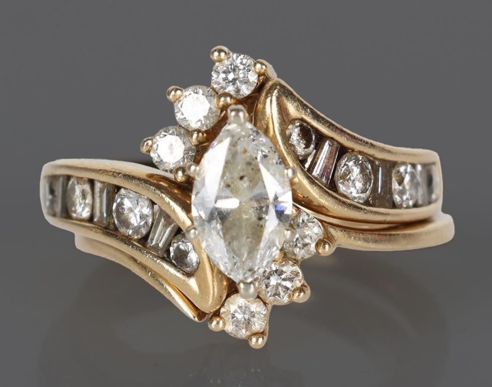 Lot 233080: 14K YELLOW GOLD ENGAGEMENT RING SET W/ DIAMONDS