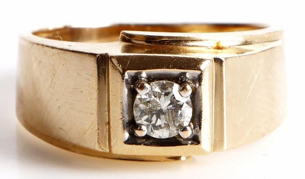 Lot 233087: MEN'S ANTIQUE .33CT ROUND DIAMOND 14K GOLD RING