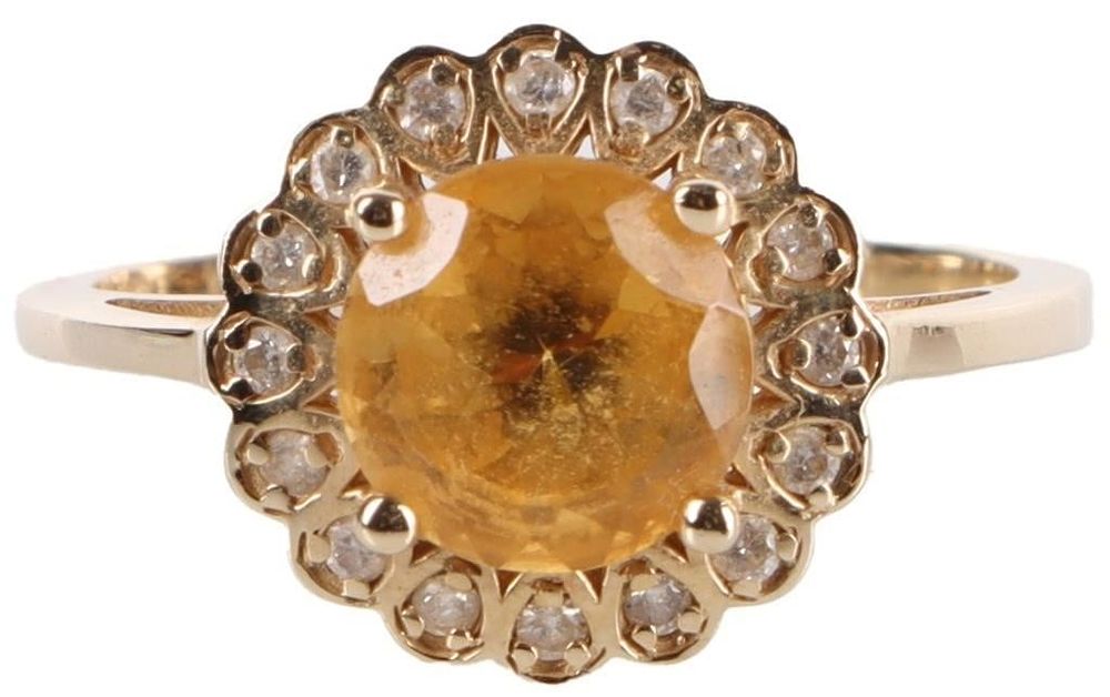 Lot 233090: 14K YELLOW GOLD LADIES RING W/ 2CT CITRINE & DIAS