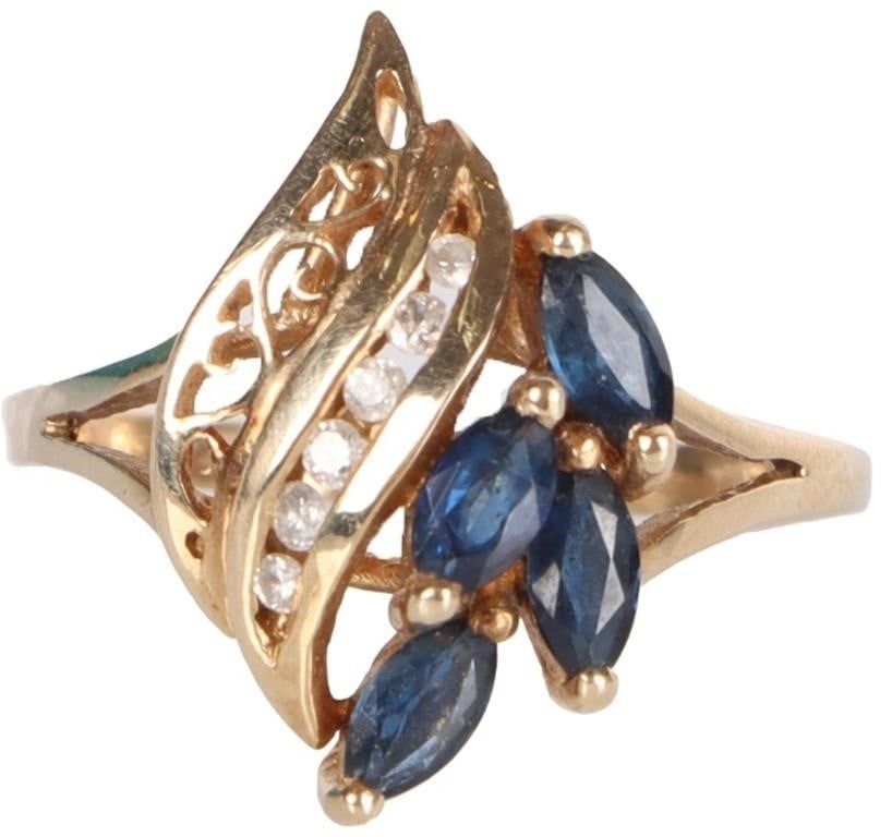 Lot 233092: 14K YELLOW GOLD LADIES RING W/ DIAMONDS & TOPAZ