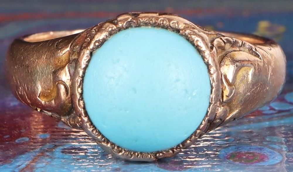 Lot 233099: 14K YELLOW GOLD DREAM TURQUOISE LADIES RING