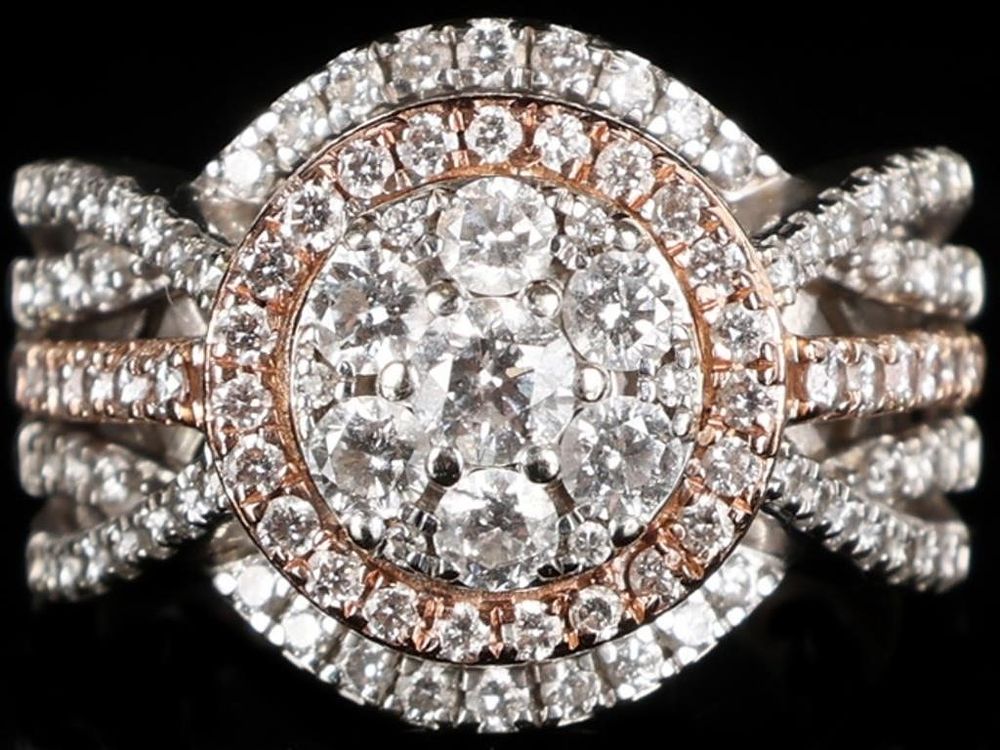 Lot 233100: 1.6 CTW 106 DIAS 14K WHITE/ROSE GOLD LADIES RING
