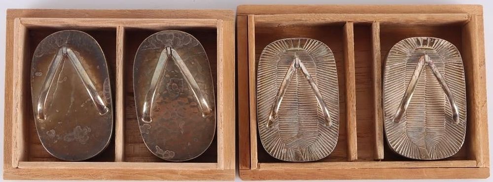 Lot 233119: ANTIQUE STERLING SILVER JAPANESE SANDALS SHAKERS-2