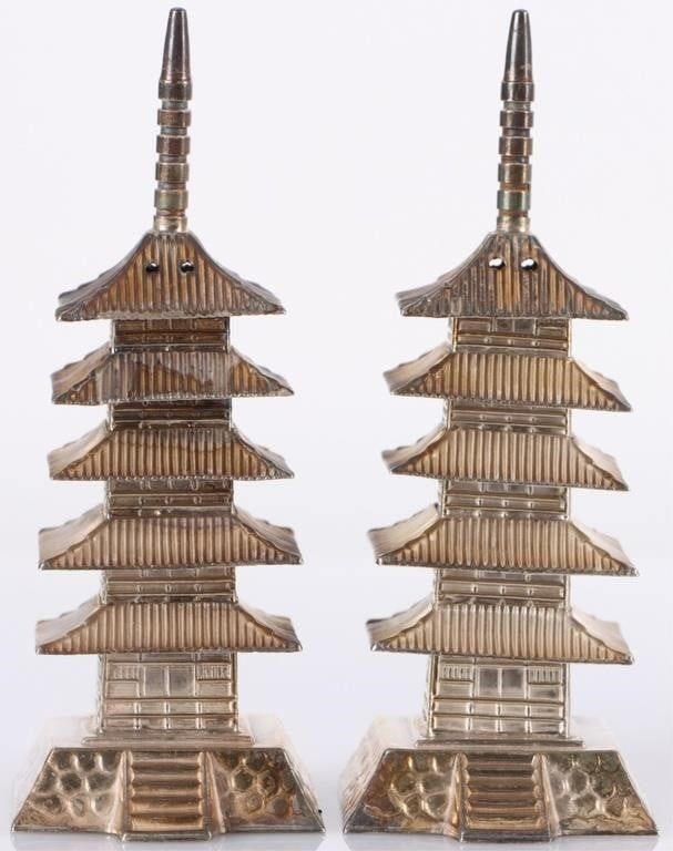 Lot 233123: ANTIQUE STERLING SILVER JAPANESE PAGODA SHAKERS