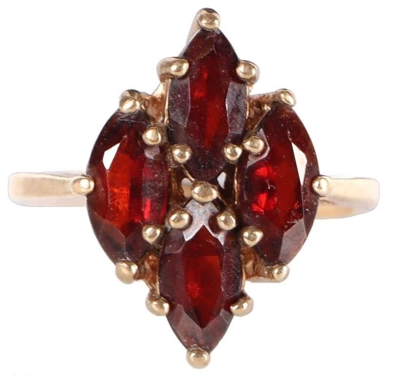 Lot 233164: 10K YELLOW GOLD LADIES RING W/ GARNET GEMSTONES
