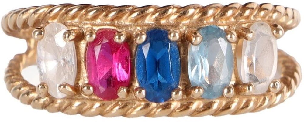 Lot 233171: 10K YELLOW GOLD LADIES RING W/ MULTICOLOR SPINEL