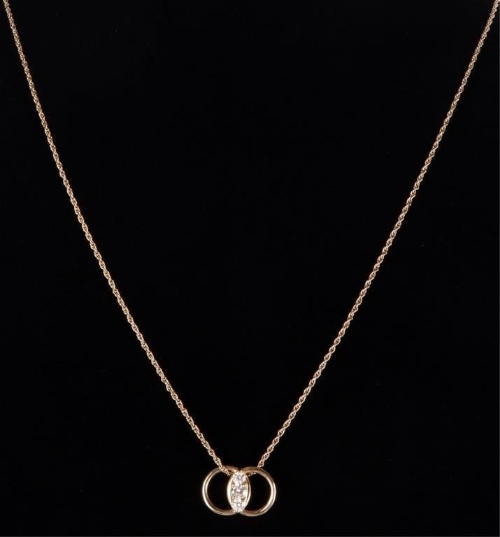 Lot 233186: 14K YELLOW GOLD NATURAL DIAMOND LADIES NECKLACE