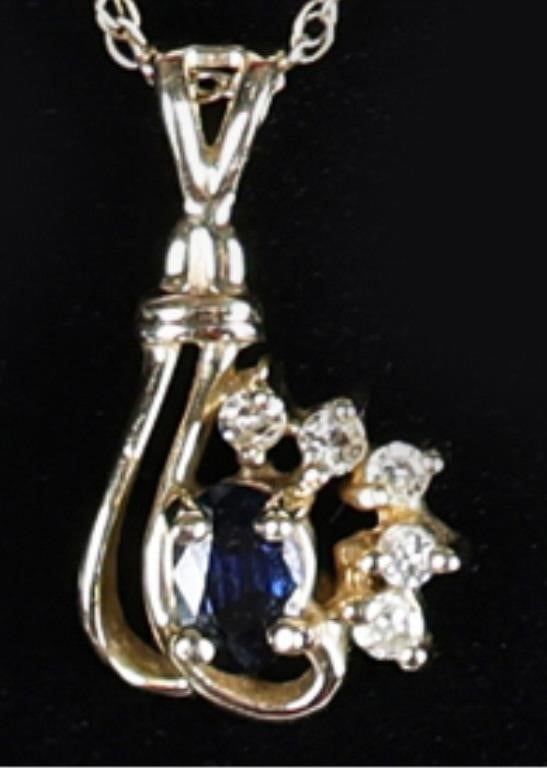 Lot 233191: 14K YELLOW GOLD TOPAZ & DIAMOND LADIES NECKLACE