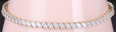14K YELLOW GOLD CUBIC ZIRCONIUM LADIES BRACELET. 14K yellow gold cubic zirconium ladies 