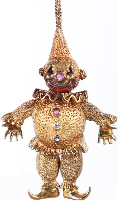 Lot 233253: 18K YELLOW GOLD CLOWN PENDANT DIA SAPPHIRE RUBY