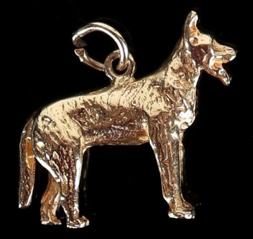 Lot 233266: SOLID 14K YELLOW GOLD GERMAN SHEPARD PENDANT