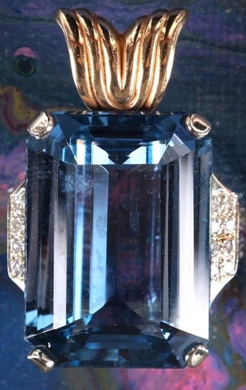 Lot 233268: ~48.5CT TOPAZ 14K WHITE/YELLOW GOLD PENDANT W/ DIA