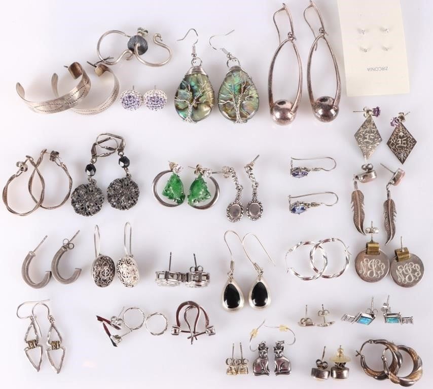 Lot 233278: STERLING SILVER ASSORTED LADIES EARRINGS (30)