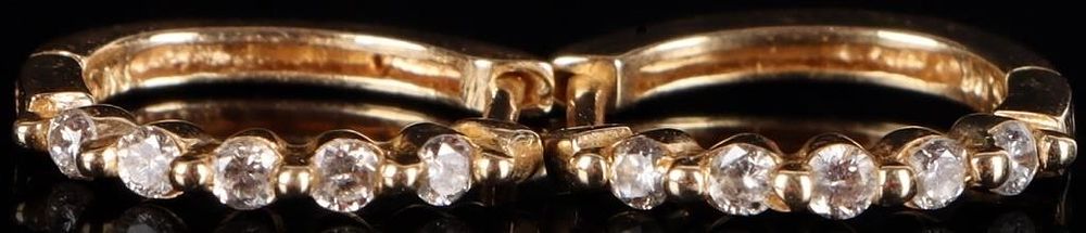 Lot 233288: 14K YELLOW GOLD DIAMOND LADIES EARRINGS
