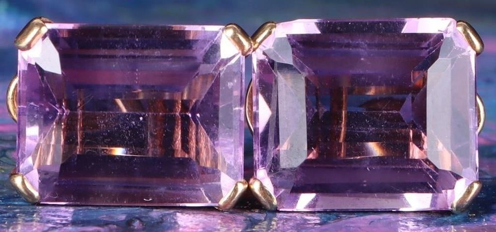 Lot 233293: 14K YELLOW GOLD PURPLE& RED SPINEL LADIES EARRINGS