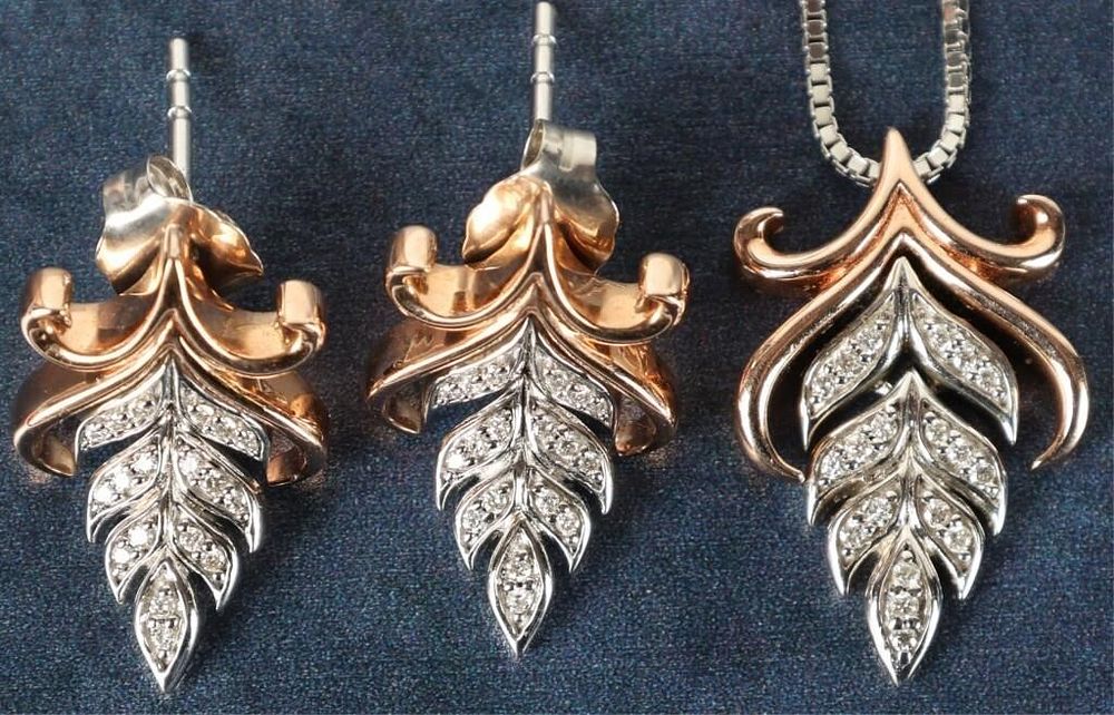 Lot 233313: 10K ROSE GOLD & STERLING SILVER DISNEY JEWELRY SET