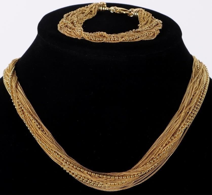 Lot 233315: STERLING SILVER MULTI STRAND NECKLACE/BRACELET SET