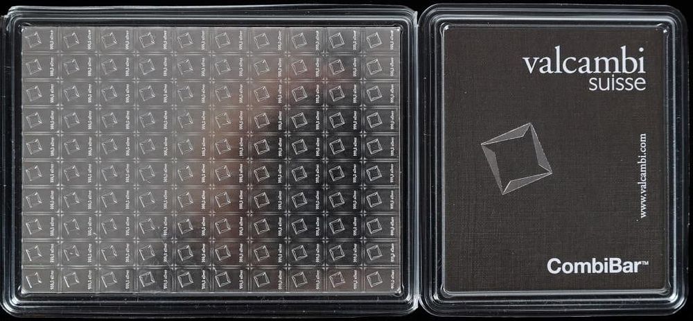 Lot 233330: VALCAMBI SUISSE FINE SILVER 100 ONE GRAM COMBIBAR