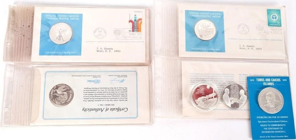 Lot 233331: ASSORTED 0.925 SILVER COMMEMORATIVE COIN/MEDALS(6)