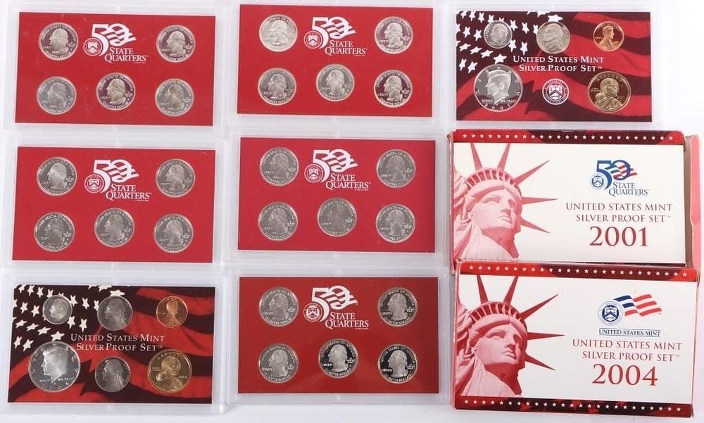 Lot 233333: ASSORTED U.S. 90% SILVER PROOF SETS 2000-2004 -(5)