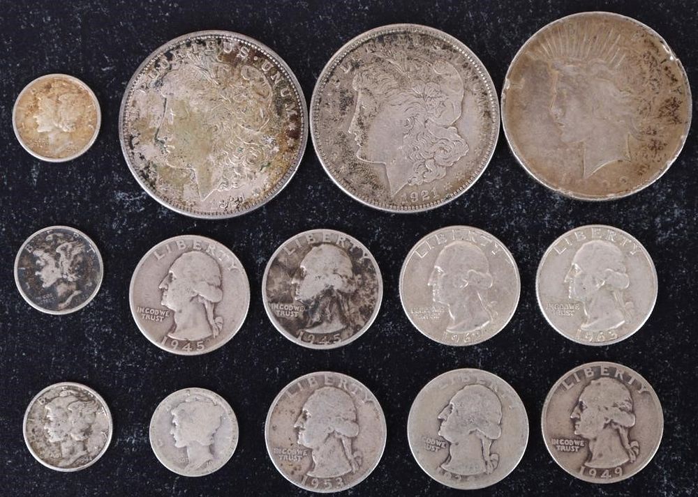 Lot 233334: 90% SILVER ASSORTED VINTAGE U.S. COINAGE - (14)