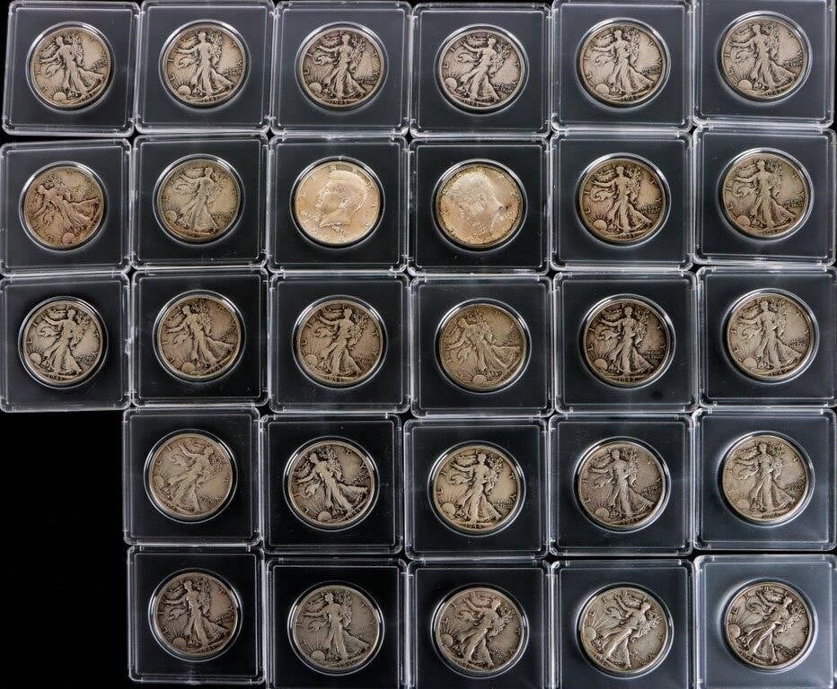 Lot 233336: ASSORTED WALKING LIBERTY HALF DOLLARS - (28)