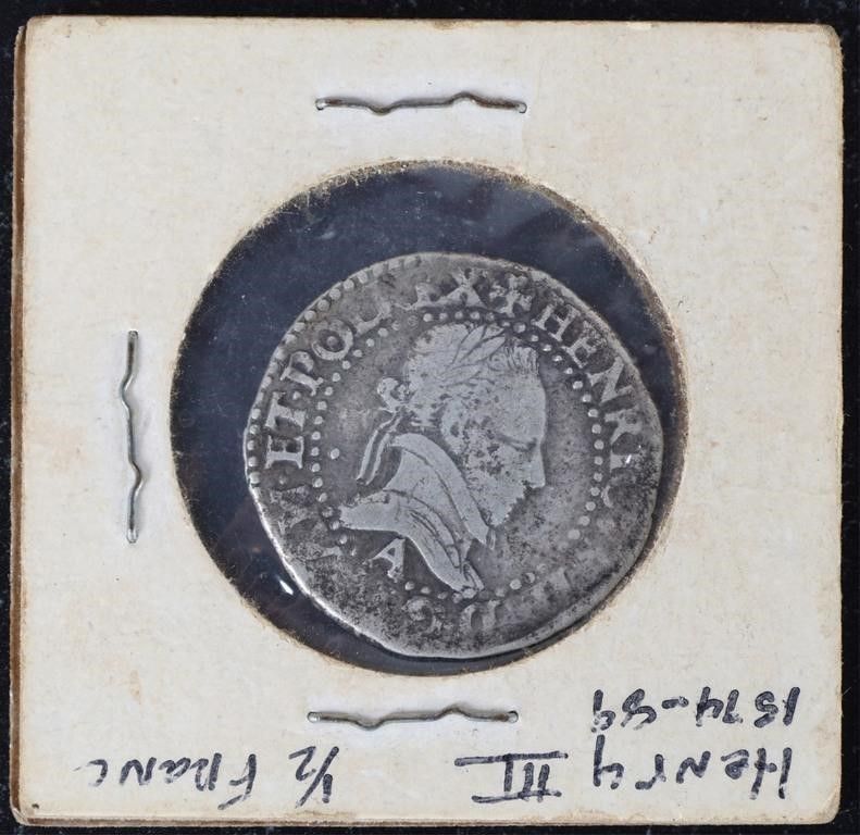 Lot 233358: HENRY III 1/2 FRANC ANTIQUE SILVER COIN 1574-1589