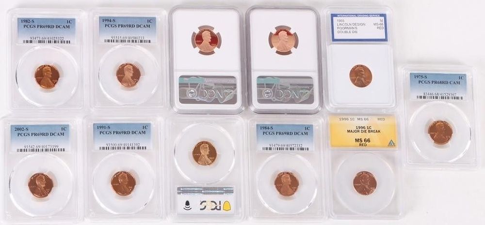 Lot 233369: ASSORTED PF/MS-66 TO 70 LINCOLN PENNIES - (11)