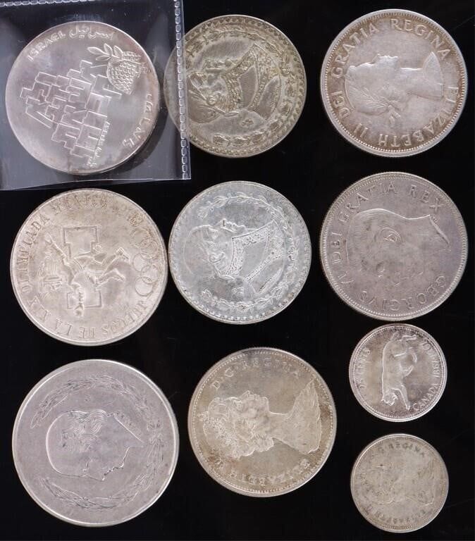 Lot 233373: ASSORTED FOREIGN SILVER COINAGE - (10)