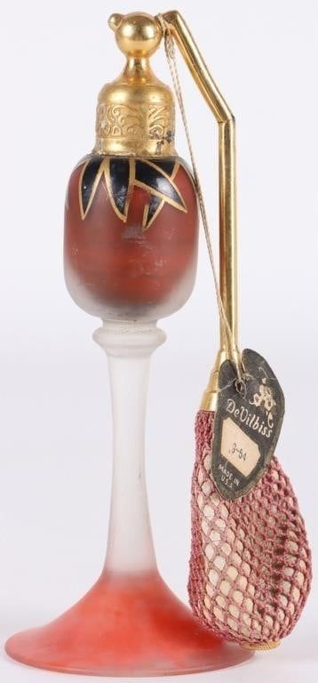 Lot 233384: ANTIQUE ORANGE DEVILBISS PERFUME W/ ORIGINAL BULB