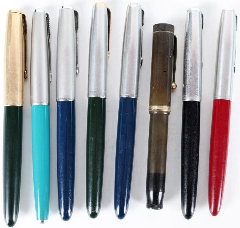 Lot 233397: VINTAGE PARKER FOUNTAIN PENS "51" COLORFUL (8)