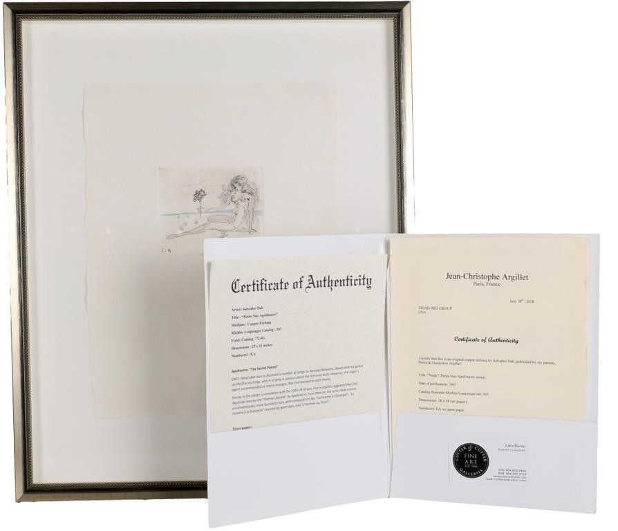 Lot 233408: SALVADOR DALI PETITS NUS APOLLINAIRE 5 EA SIGNED