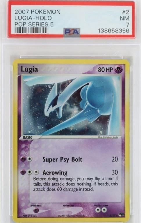 Lot 233416: LUGIA 2007 HOLO 2/17 POKEMON TCG PSA 7 RARE CARD