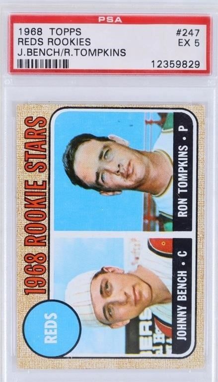 Lot 233420: 1968 TOPPS #247 JOHNNY BENCH RED ROOKIES PSA EX 5