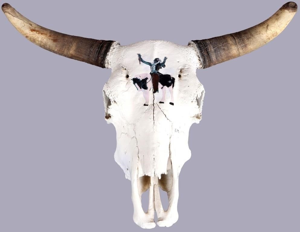 Lot 233447: GENUINE BISON SKULL PAINTED NATIVE AMERICAN MOUNT