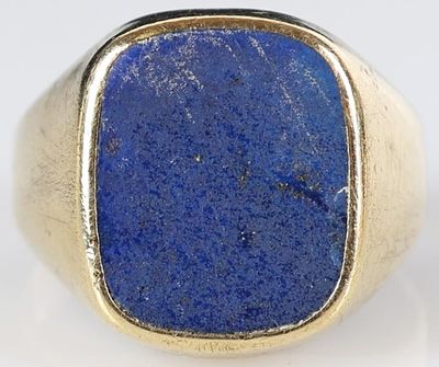8K YELLOW GOLD MENS RING W/ GERMAN LAPIS LAZULI. 8k yellow gold mens ring with a German lapis 