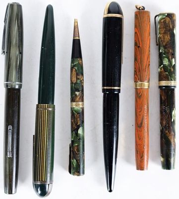 VINTAGE WATERMAN & EVERSHARP FOUNTAIN 14K PENS (6). Lot of six Waterman's and Eversharp fountain 