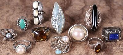 LADIES STERLING SILVER ASSORTED GEMSTONE RINGS. Ladies sterling silver assorted gemstone rings. 