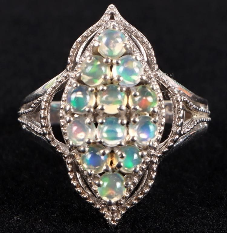 Lot 235002: ORNATE OPAL STERLING SILVER LADIES RING